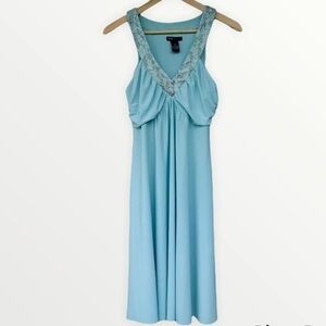 BCBGMAXAZRIA Light Blue Beaded Midi Dress Size M